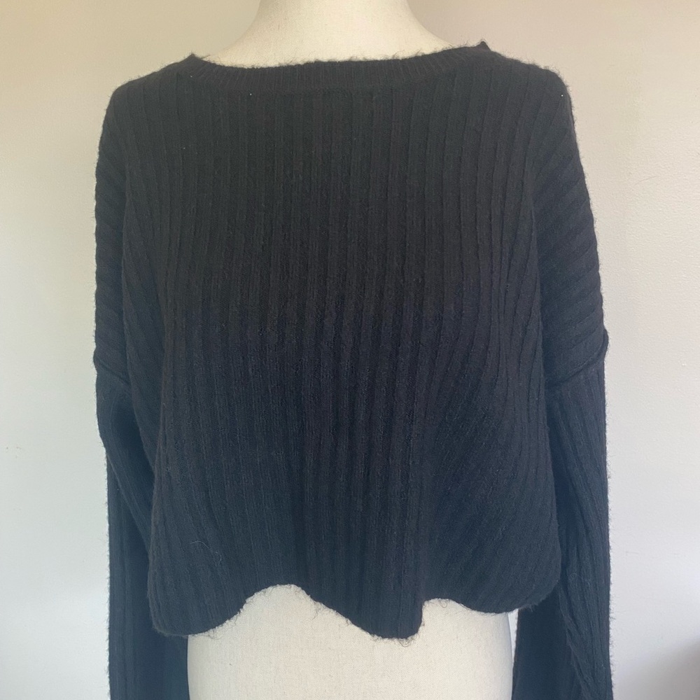 Topshop Black Crew Neck Ribbed Sweater
